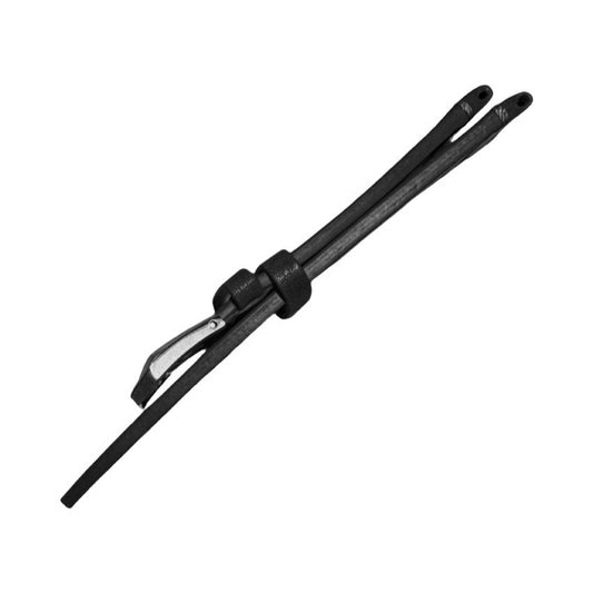 Side view of black leather strap
