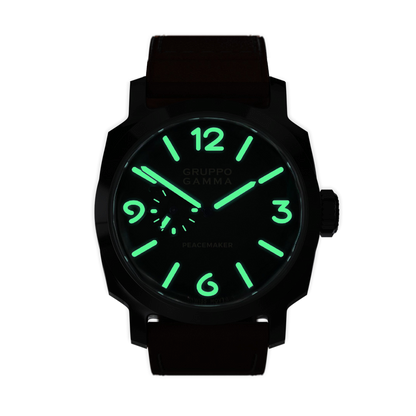 Black watch with green glowing numbers on a white background