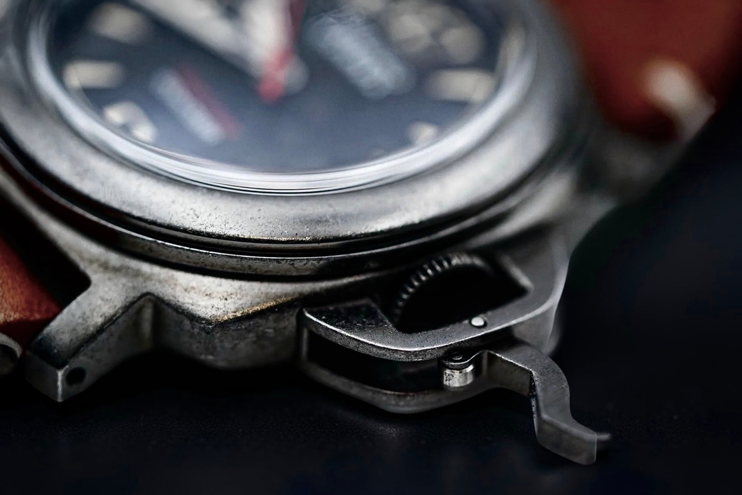 Weathered case and crown lock